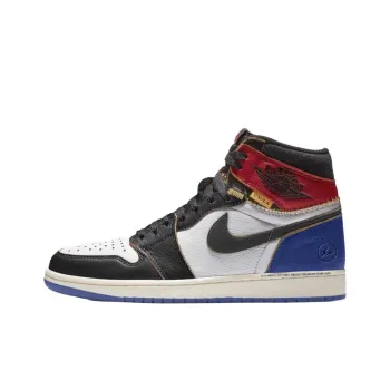 Fragment Design X JORDAN Air JORDAN 1 Vintage Basketball Shoes Unisex High Top Black White Blue