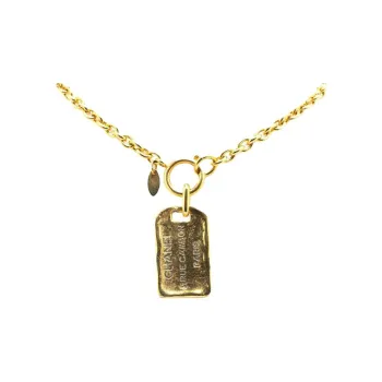 CHANEL 1970 1980 Plated 31 Rue Cambon Dog Tag Pendant Necklace Costume Necklace