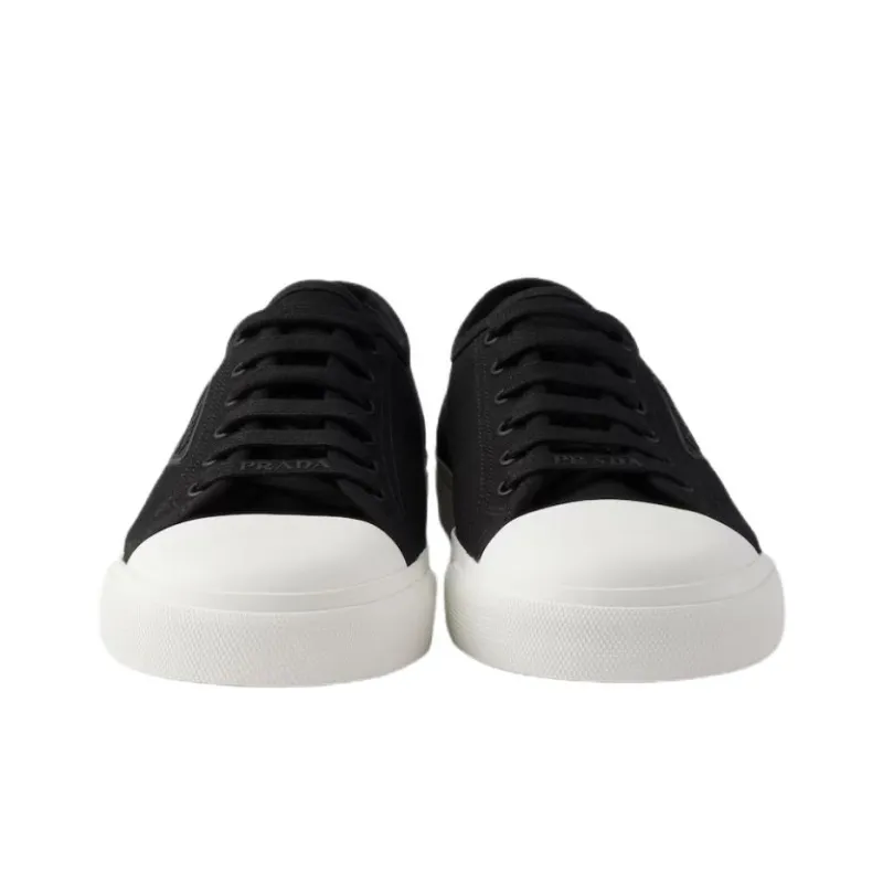PRADA Low Top Canvas Shoes Men's Black-4
