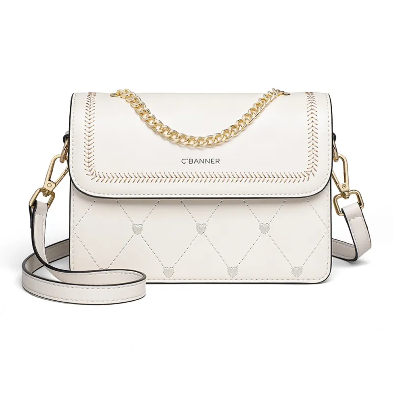 C°BANNER Cow Leather Shoulder Bag Women's Ecru-2