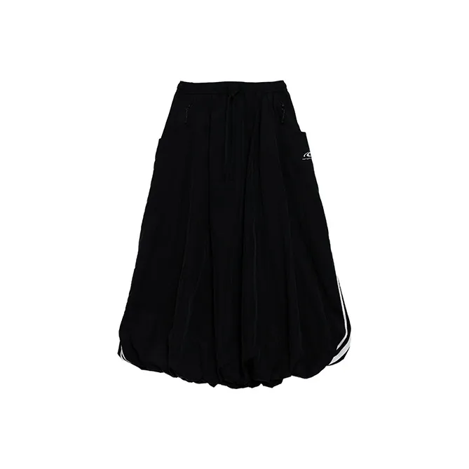 ROARINGWILD Casual Long Skirts Unisex Black-0