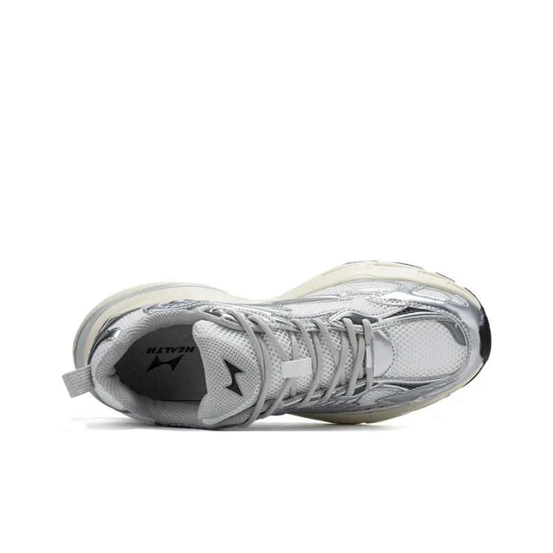 HEALTH Abrasion Resistant Slip Resistant Low Top Running Shoes Unisex Silver Gray-3
