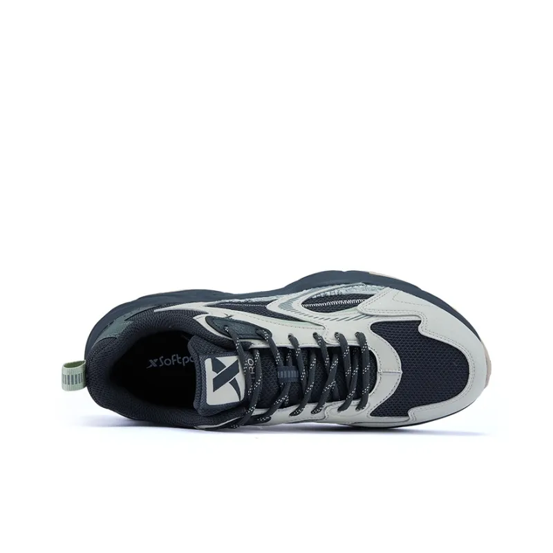 XTEP Cushioning Coverage Abrasion Resistant Lightweight Slip Resistant Low Top Chunky Sneakers Men's Gray Black Cyan-2