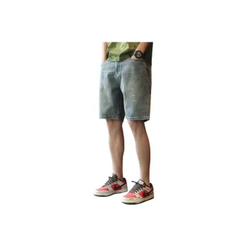 Tonlion Denim Shorts Men Vintage Light Blue