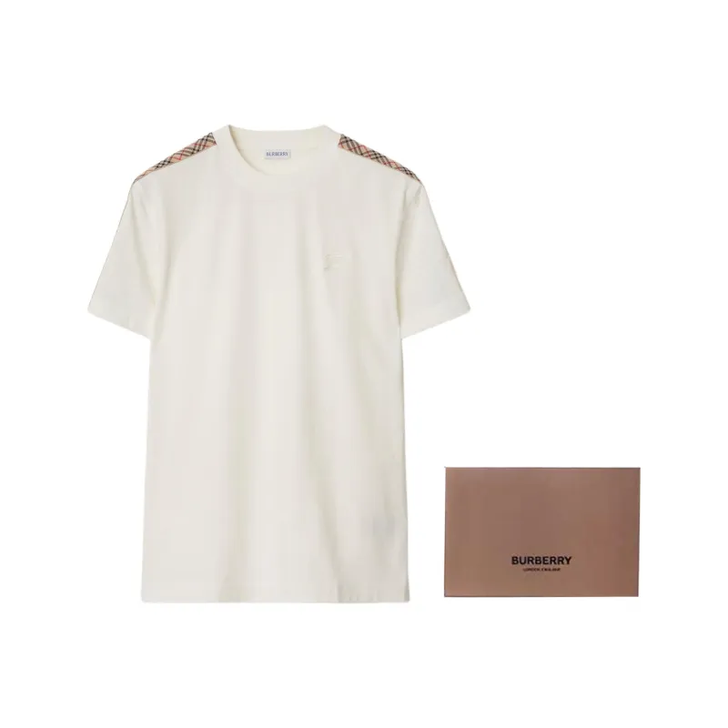 Burberry Checkered trim Cotton T shirt-6