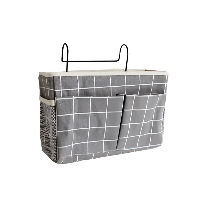 Yan Family Home Storage Bags Students' Dormitory Cotton Linen Blend Fabric Bedside Storage Hanging Bags-3