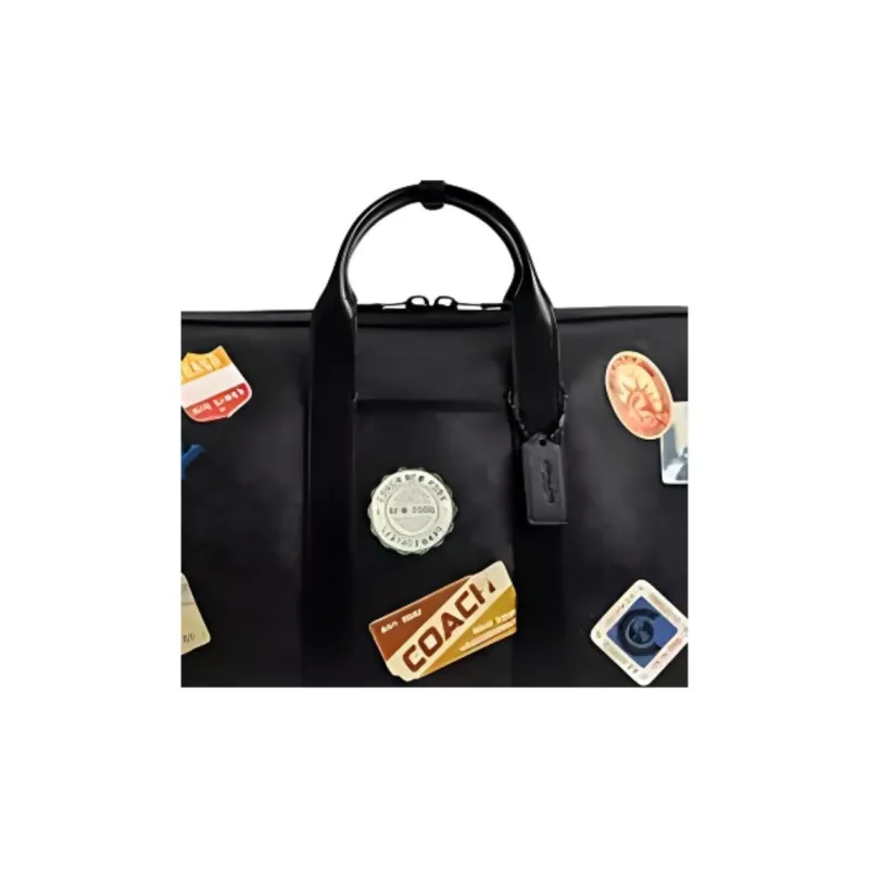 COACH Canvas Bag Luggage Bag Crossbody One Shoulder Handbag Men's Charcoal Multicolor-4