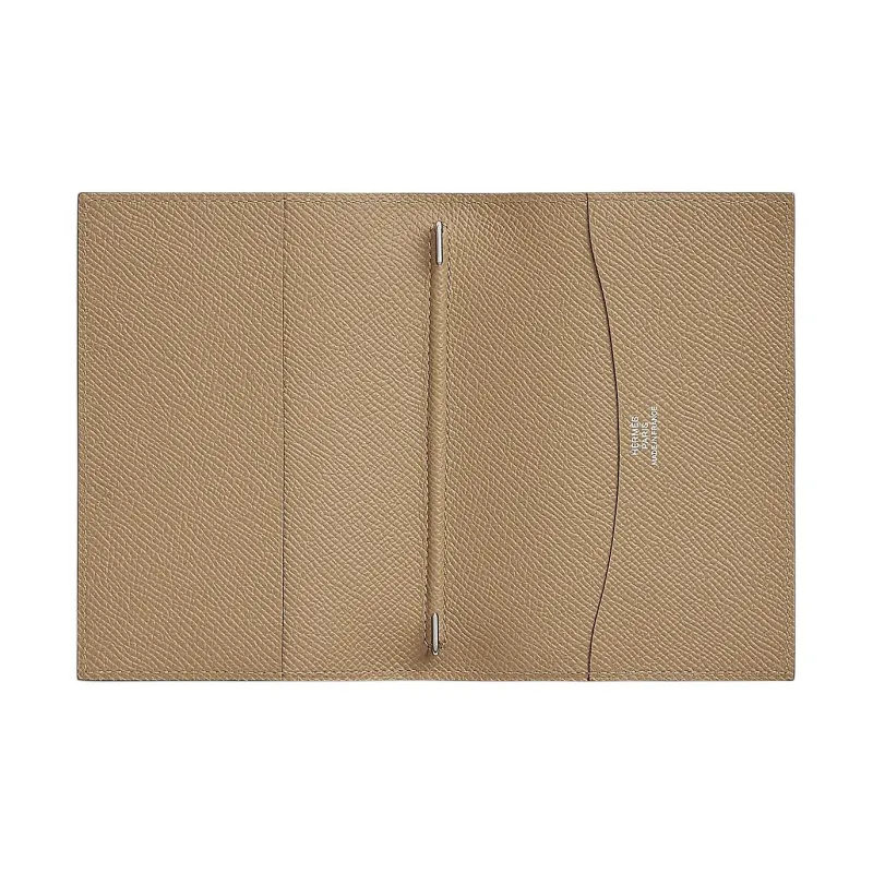 HERMES Simple Epsom Calfskin Travel Storage Bag Unisex 1C Poussiere Dusty Brown/Cardamom Green-1
