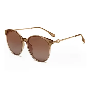 PRETTYALLUSION TR/Memory Plastic Metal Round Sunglasses Unisex