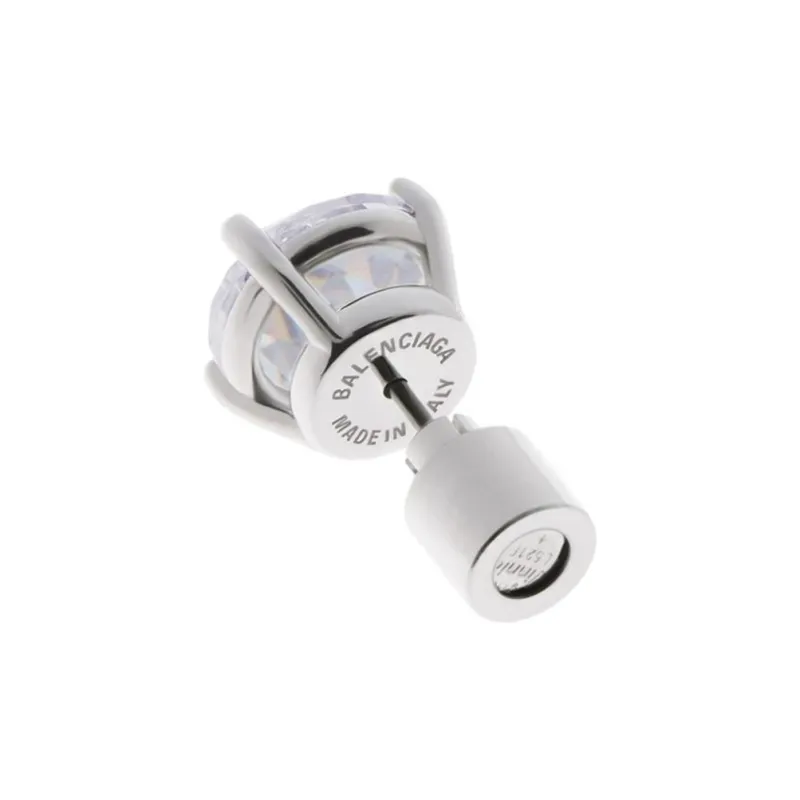 Balenciaga Rhinestone, Brass, Glass, Stainless Steel, Copper, Glass Fiber, Nylon Stud Earrings Women's Silver-3
