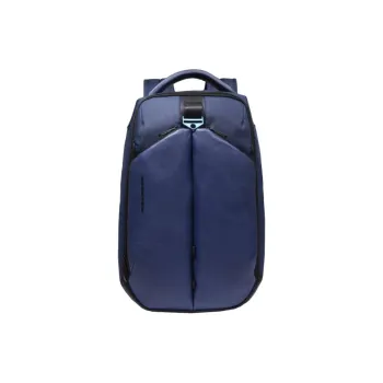 PIQUADRO Leather With Fabric Backpack Men's Blue
