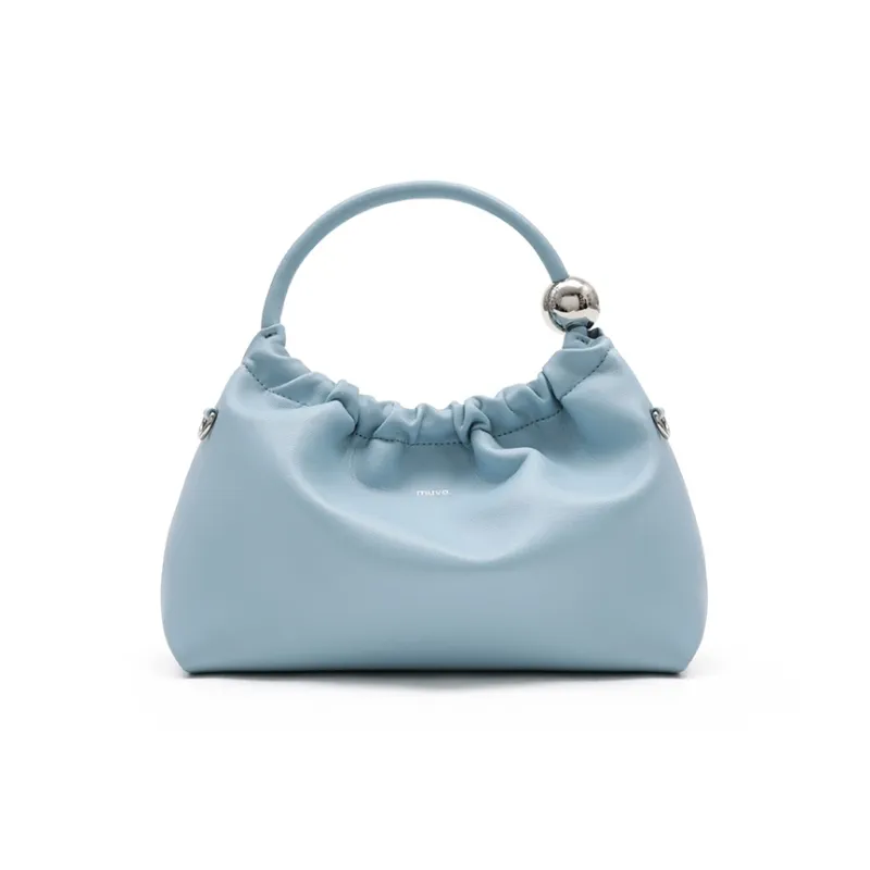 MUVA Cow Leather Cloud Bag, Handbag Trumpets Women's Moon Rock Silver/Cream Yellow/Ice Blue-0