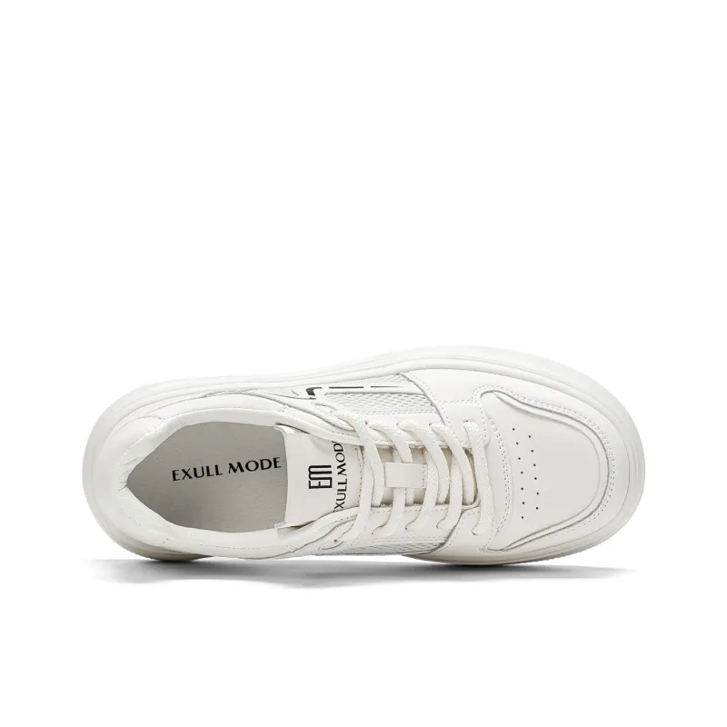 EXULL Q Slip Resistant, Lightweight, Breathable, Height Increasing Low Top Skateboard Shoes Women's White Black-2