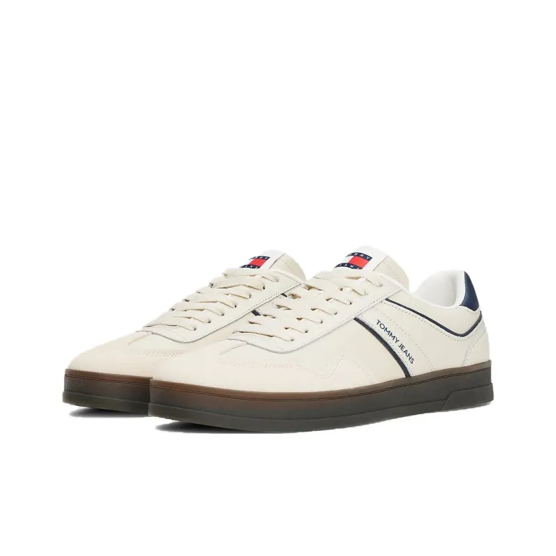 Tommy Hilfiger Trainers Low Top Skateboard Shoes Men's Beige Blue-2