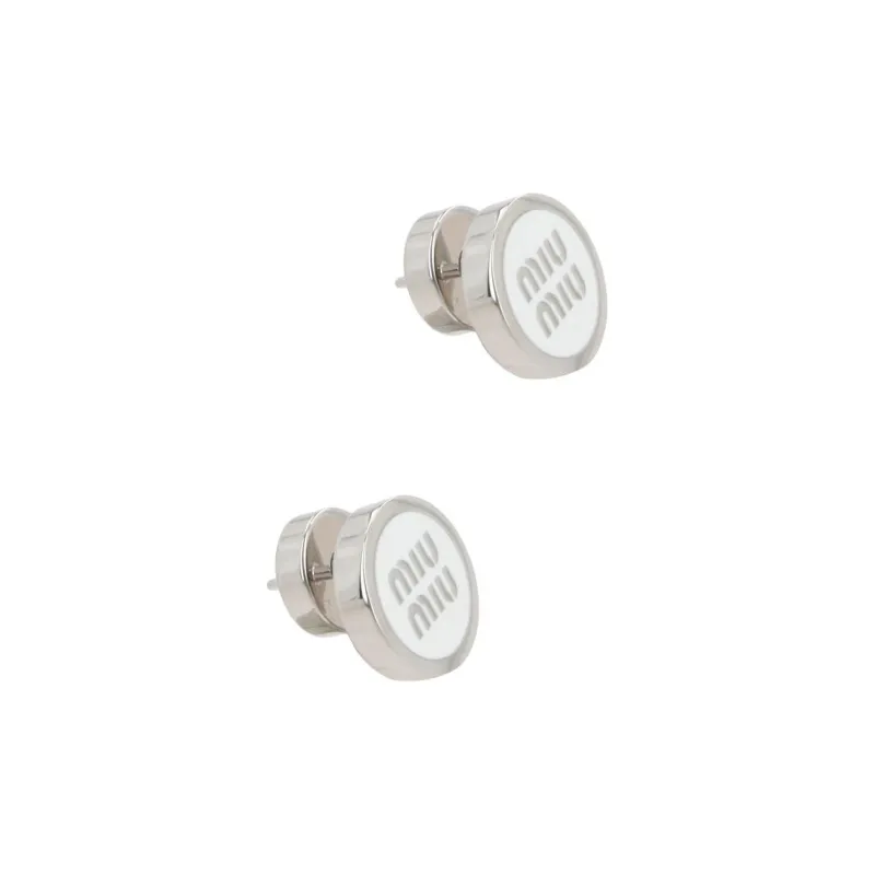 MIU MIU Silver Plated, Brass, Enamel Earrings Women's Silver-2