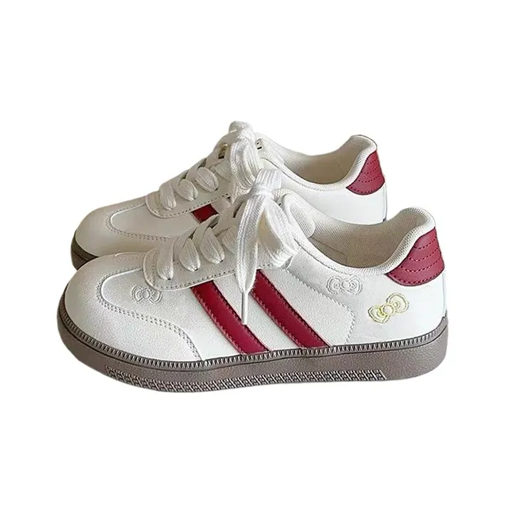 CHERRY&KALIKA Slip Resistant, Abrasion Resistant, Lightweight, Breathable Low Top Skateboard Shoes Women's Beige Red-0