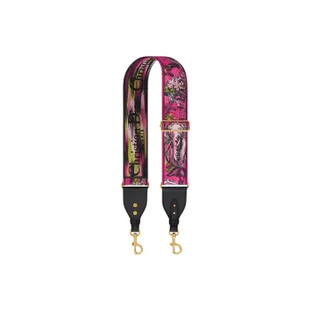 DIOR Embroidered Cow Leather Patchwork Bag Straps Women's Peach Pink