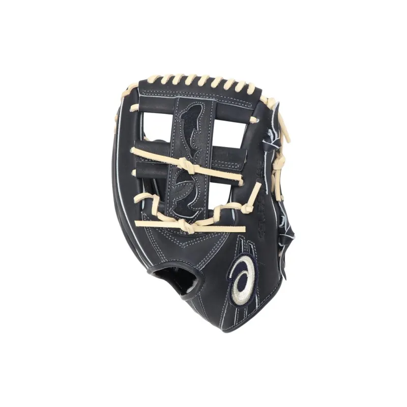 Asics Baseball Gloves Catcher's Glove Top Grain Cow Leather Unisex Black/Camel-3
