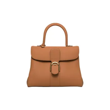 Delvau Brillant Calfskin One Shoulder Handbag Medium Size Women's Brown