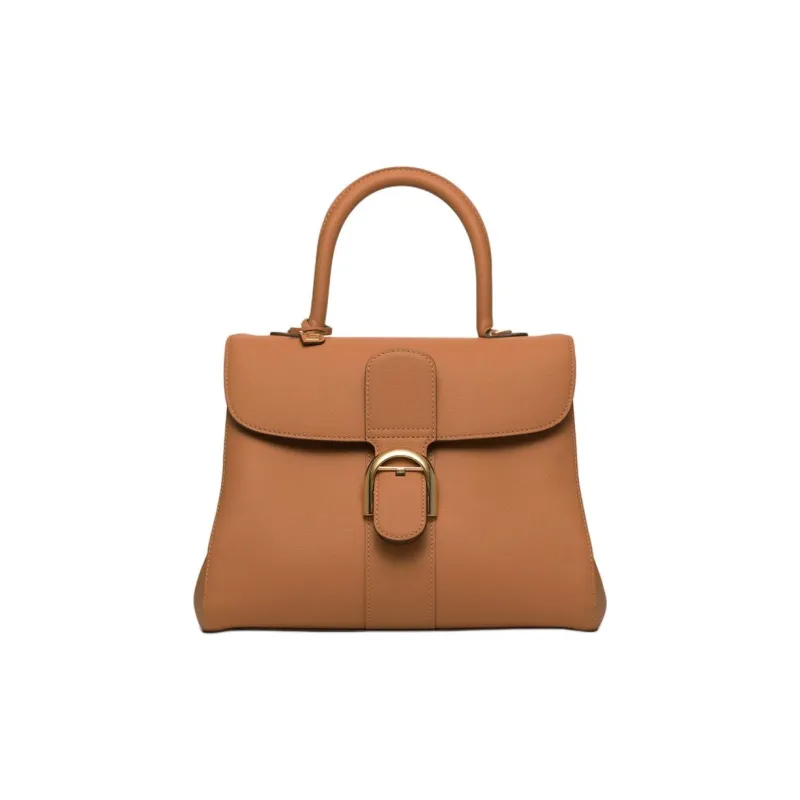 Delvau Brillant Calfskin One Shoulder Handbag Medium Size Women's Brown-0