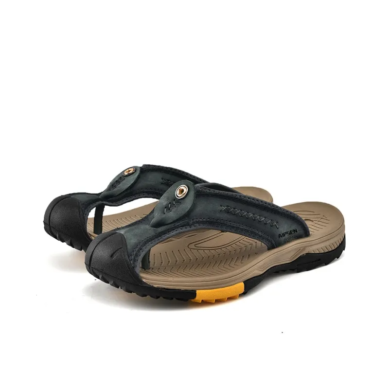 AIPSEN Rubber Sole Flip Flops Men's Gray-2