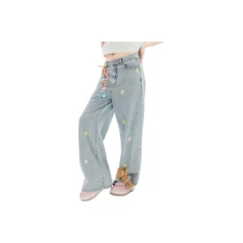 LALABOBO Jeans Women's Medium Blue White
