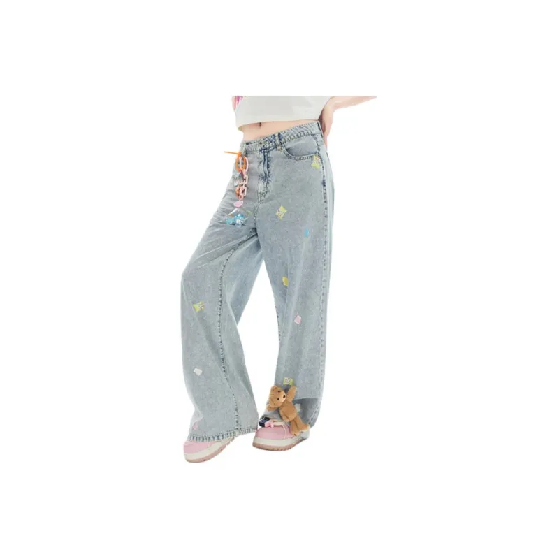 LALABOBO Jeans Women's Medium Blue White-0