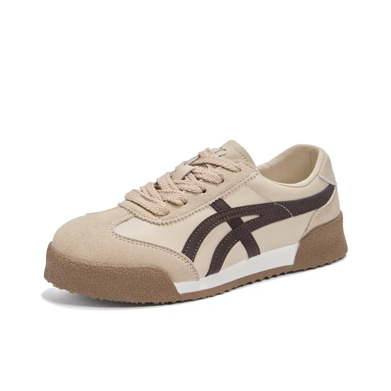 La Chapelle Wear-Resistant Slip-Resistant Low-Top Casual Shoes Women's Beige Brown-1