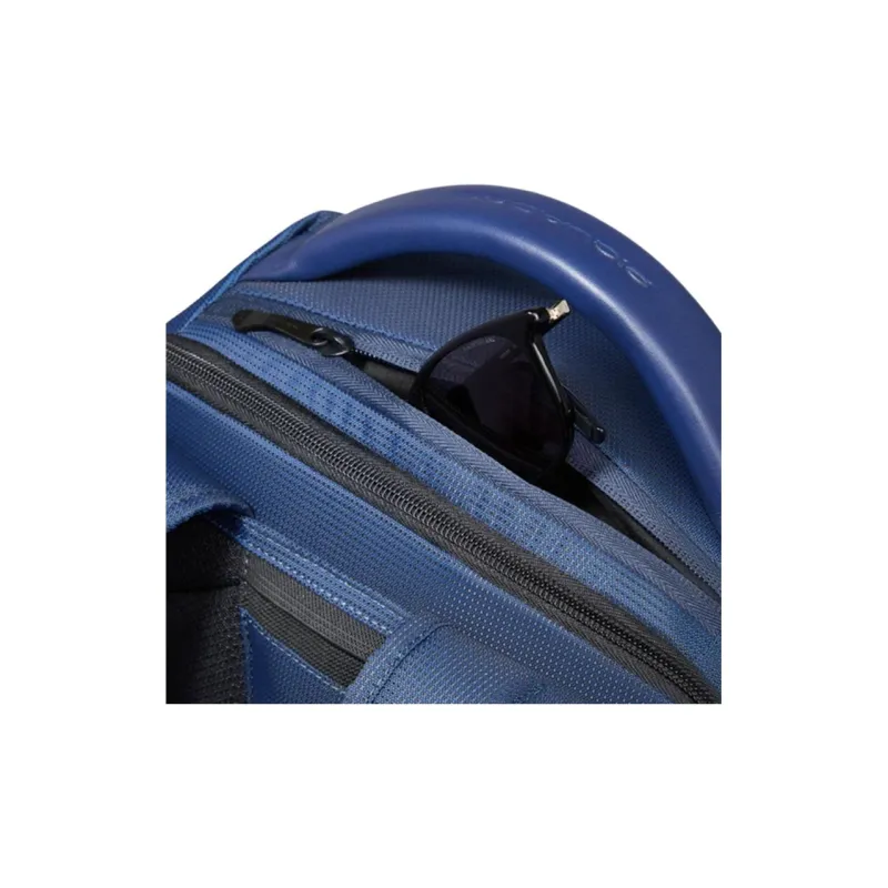 PIQUADRO Leather With Fabric Backpack Men's Blue-6