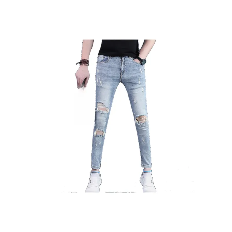 JIKENDI Jeans Men Light Blue Ankle Length-2
