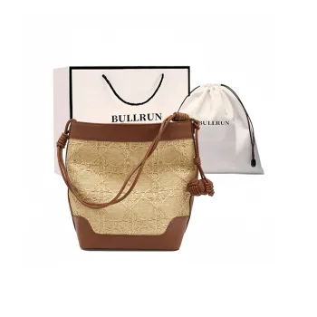 Bullrun Fabric Tote Bag, Shoulder Bag Regular Women's Apricot/Brown