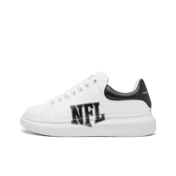 NFL Wide Word Logo Loose Fit White Sneakers Low Top Skateboard Shoes Unisex White Black