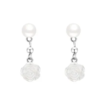 NUSQ Sterling Silver, Shell Pearl Earrings Women's