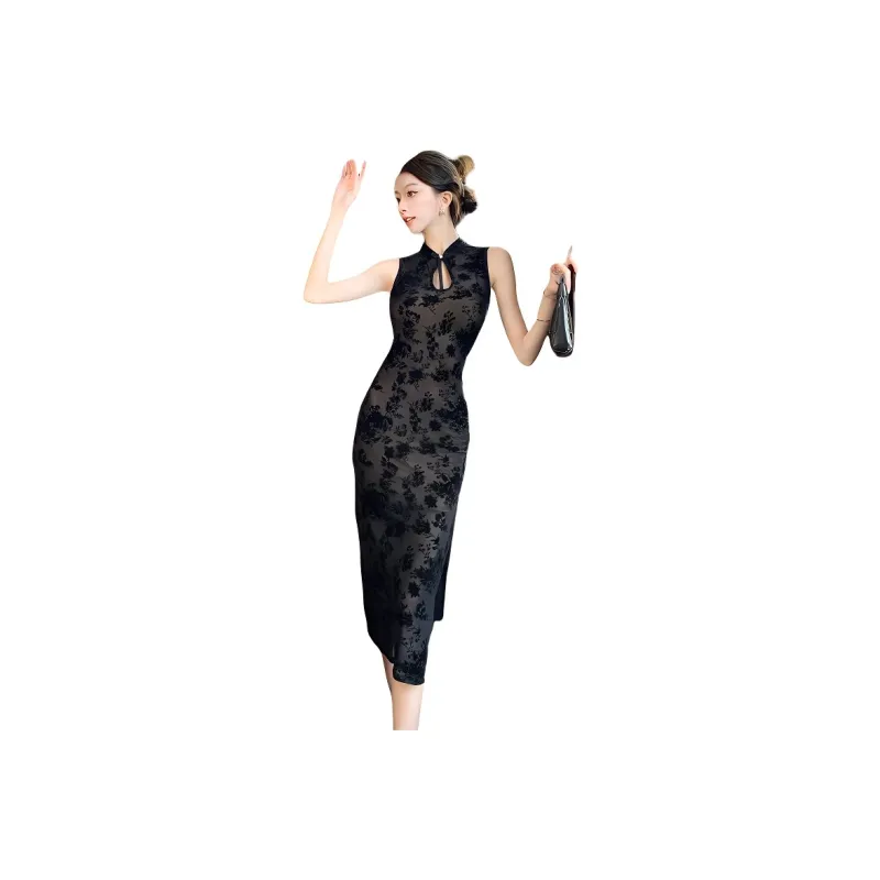 SNZX Sleeveless Dresses Women's Black-0