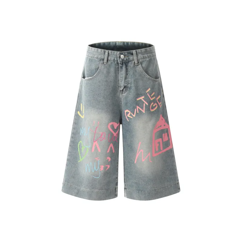 DJ.SPIRIT Denim Shorts Unisex Blue-0