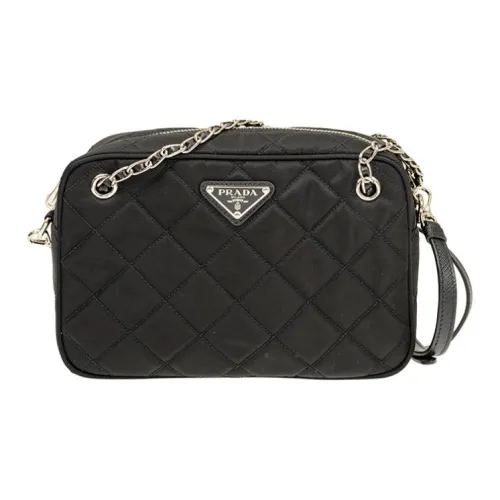 PRADA Nylon Handbag goldfarbenen Bag Unisex Black
