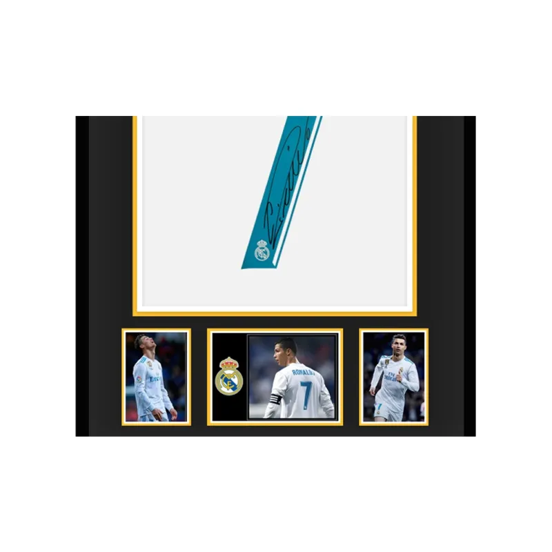 Three For Real Madrid Team Jersey Beckett Official Certification Exquisite Mounting, Outer Frame Approx. 65x85cm-2