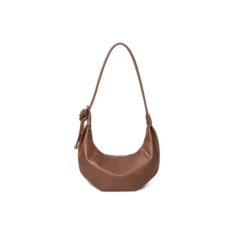PT'SON Synthetic Leather Dumpling Bag Shoulder Bag Women's Brown-3