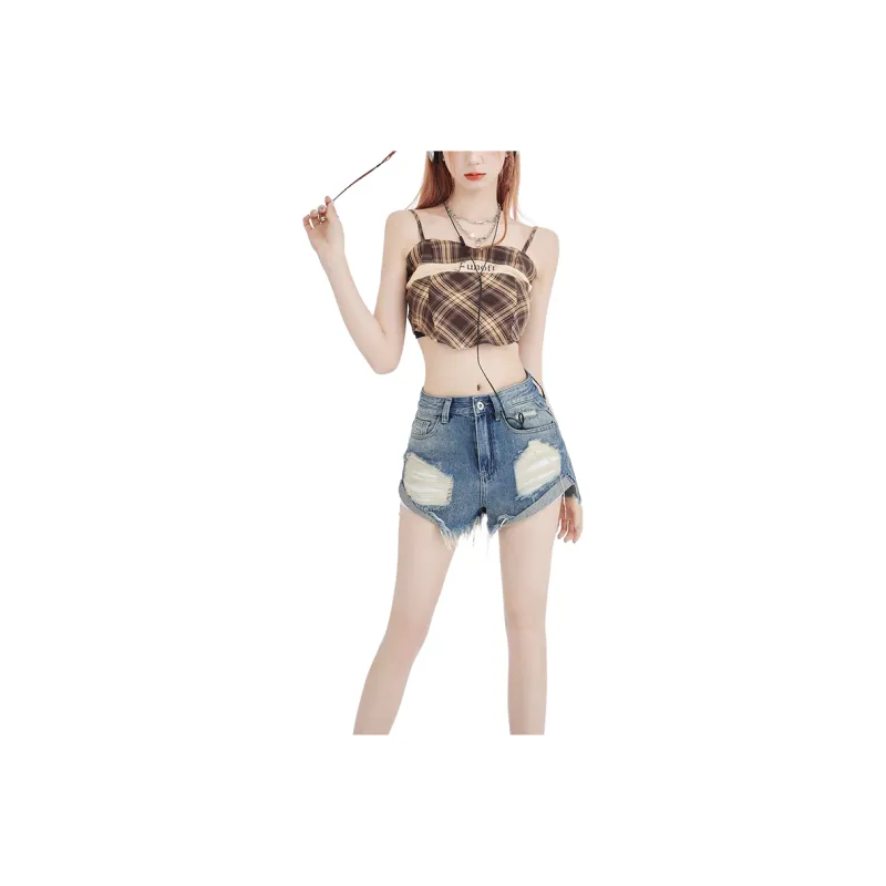 Honey Denim Shorts Women's Vintage Blue Shorts-0