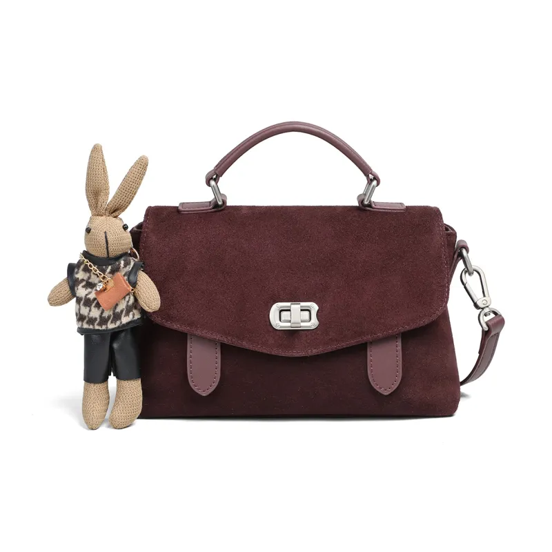 PT'SON Cow Leather Shoulder Bag, Crossbody Bag, Handbag Women's Wine Purple-3