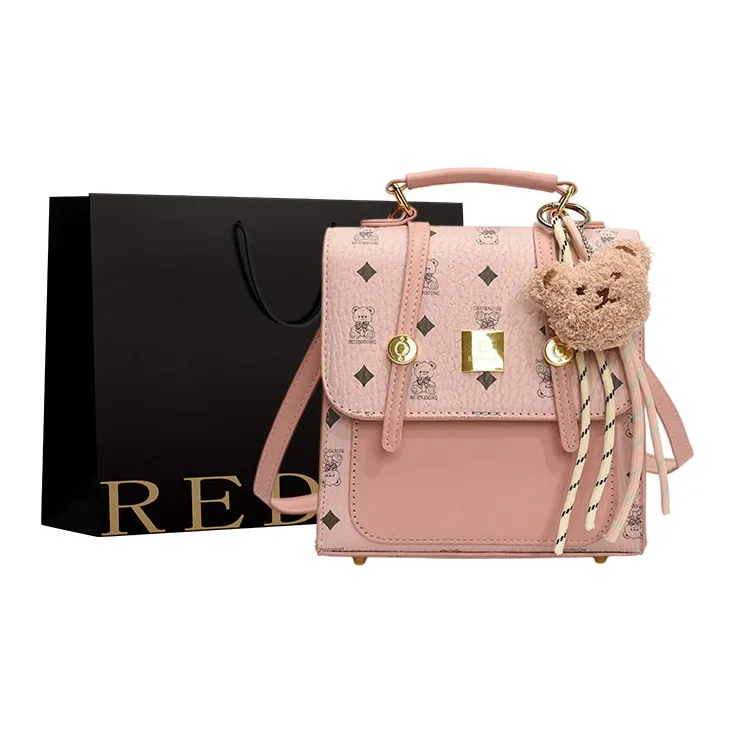 REDOO PU Backpack Women's Ecru/Pink/Brown/White & Khaki-2