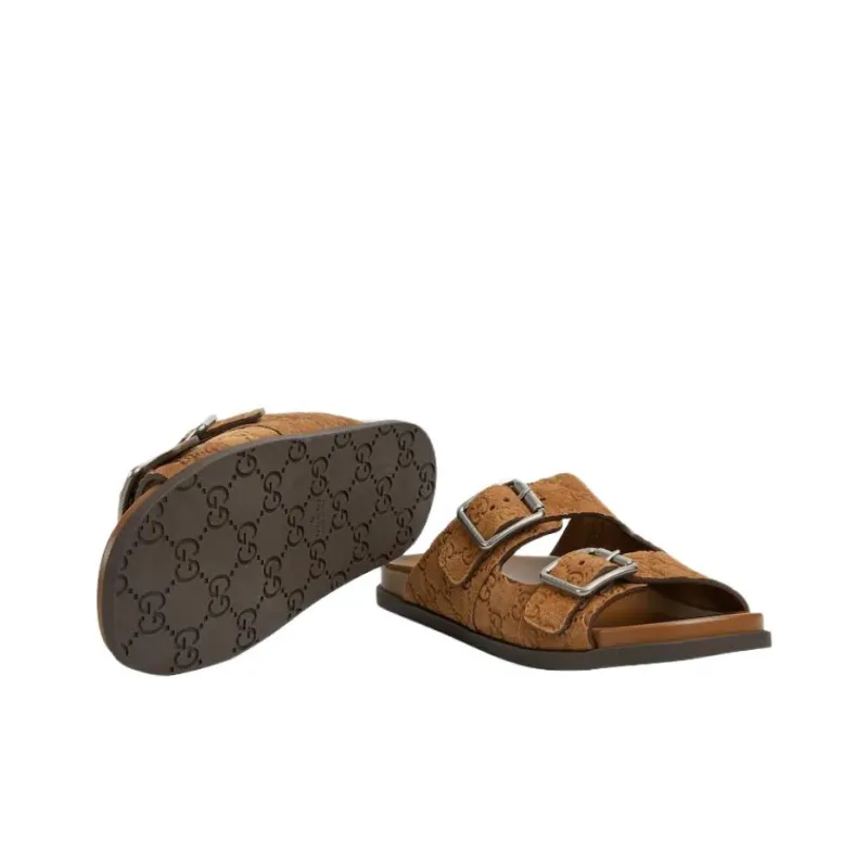 GUCCI Slide Slippers Men's Camel-5