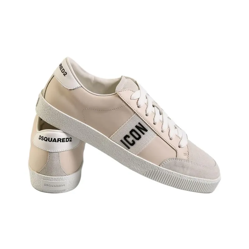 DSQUARED 2 Low Top Skateboard Shoes Men's Ivory White-6