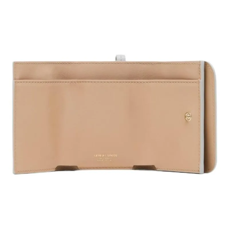 AMANI Cow Leather Trifold Wallet Mini Women's White-3