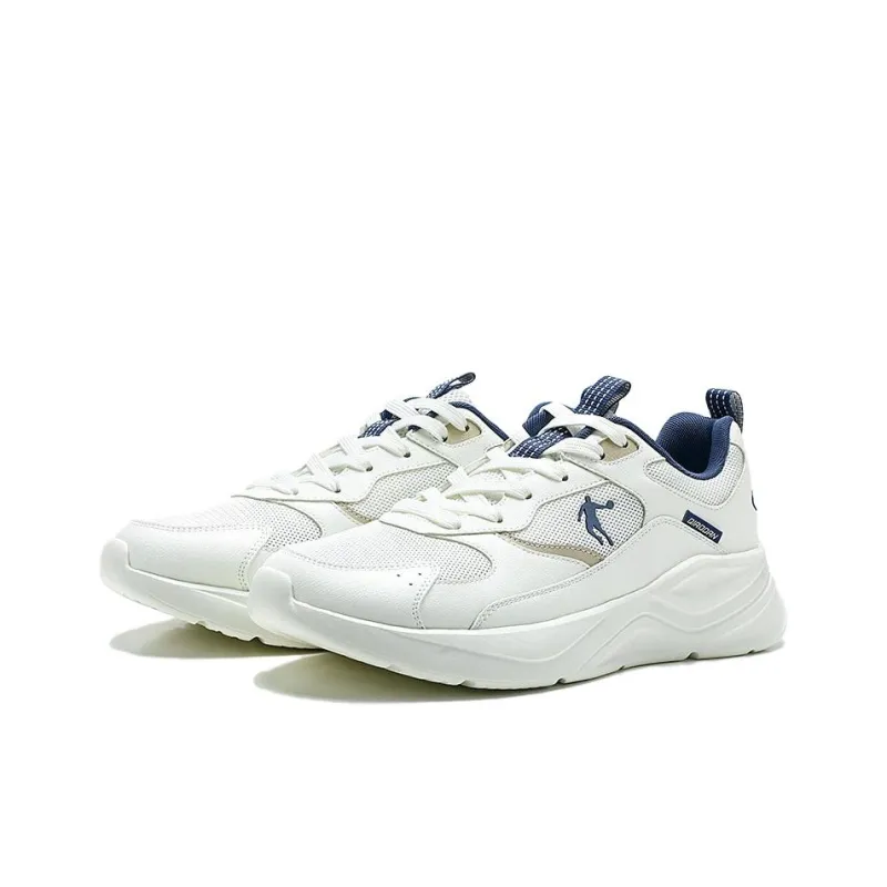 QIAODAN Slip Resistant, Breathable, Lightweight Low Top Casual Shoes Men's Ivory White Dusty Blue-2