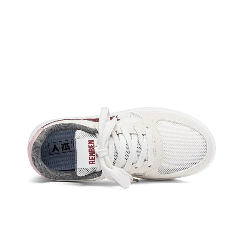 RENBEN Abrasion Resistant, Lightweight, And Breathable Low Top Skateboard Shoes Women's White Khaki-2