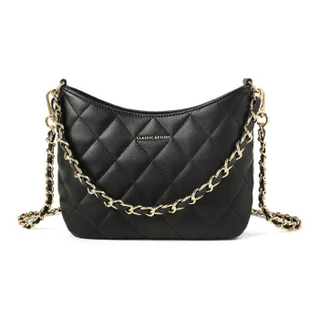 VINEY Split Cow Leather With Synthetic Leather One Shoulder Handbag Women's Black