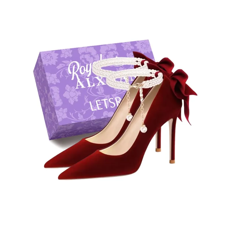 Alxnan Slim Heel High Heels Women's Burgundy-0