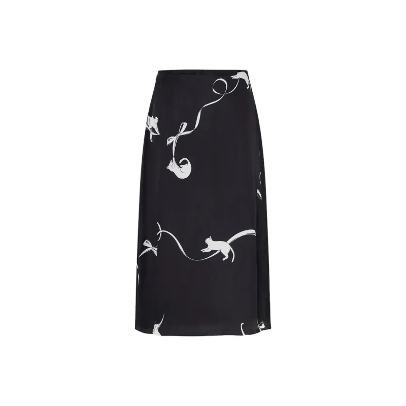 MO&CO Casual Long Skirts Women's Black Sole With Fun Graphics-0