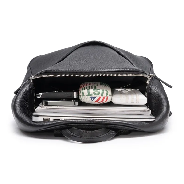 Chrisdien Deny Cow Leather Backpack Men's Black-6